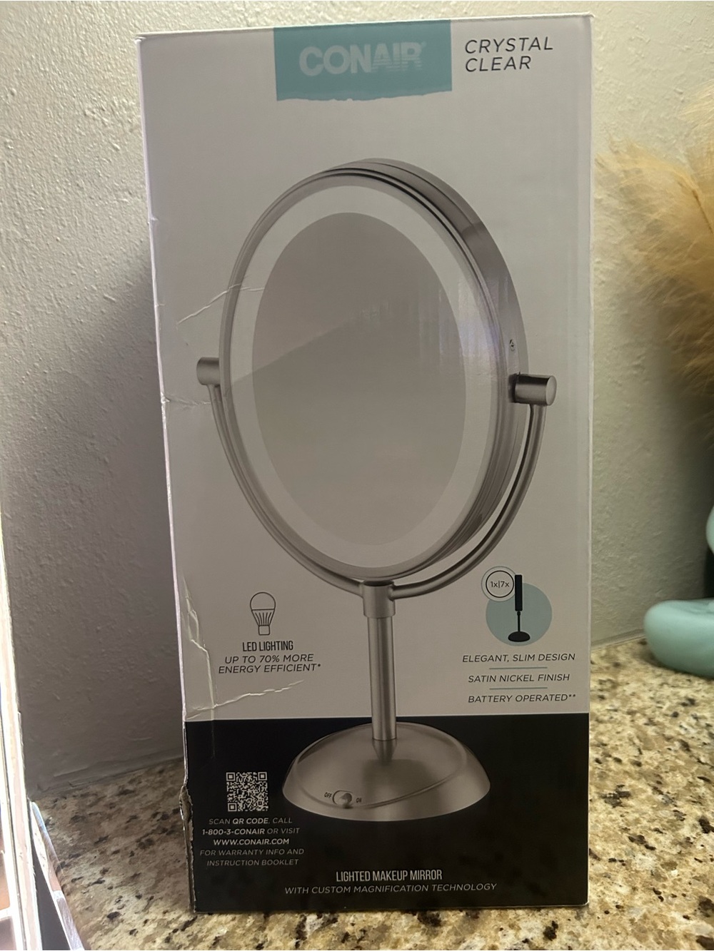Conair Satin Nickel LED Lighted Vanity Mirror - Silver
